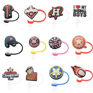 Tapa de silicona para vaso con diseño de dibujos animados de los <span class=keywords><strong>Astros</strong></span> de <span class=keywords><strong>Houston</strong></span>, temática de béisbol, con tapón antipolvo y decoración creativa, en stock. - Product Image 5