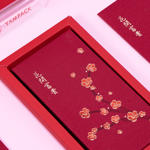 Tùy chỉnh in Trung Quốc gói màu đỏ Pouch satin vàng lá dập vải đỏ gói nhung đỏ gói - Product Image 3