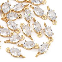 PandaHall SHEGRACE 20 pièces Connecteurs de pendentifs ovales en laiton sans nickel avec zircone cubique pavée