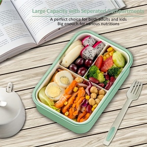 Yiwu <span class=keywords><strong>Qiye</strong></span> กล่องอาหารกลางวันโรงเรียนพลาสติก3เซลล์พร้อมช้อนกล่องอาหารกลางวันเหมาะสำหรับเด็ก - Product Image 4