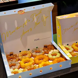 Custom Mochi Donut Boxes Logo Printed Cardboard Food Packaging Paper Cookie Box