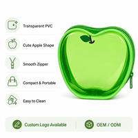 Kamcity – Nouvelle pochette à monnaie transparente en PVC en forme de pomme avec logo personnalisé, mini trousse de maquillage à fermeture éclair, pochette en gelée pour filles, cadeau de fête pour enfants