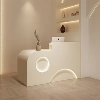 Comptoir de réception minimaliste pour salon avec tiroir, comptoir de réception commercial pour hôtel, bureau et appartement avec LED