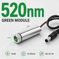 Module laser vert ZhonNa 520nm 5mW focalisable, point, ligne, croix, tête DC 3V-5V, outils et instruments, équipement de mesure, accessoires