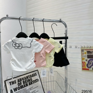 <span class=keywords><strong>T</strong></span>-<span class=keywords><strong>shirt</strong></span> pour filles en coton à manches courtes avec imprimé de dessin animé, hauts décontractés d'é<span class=keywords><strong>t</strong></span>é pour enfants, vente en gros de vêtements pour enfants - Product Image 6