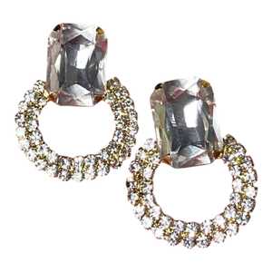 Nueva llegada estilo moderno blanco diamante Color fiesta desgaste tachuelas pendiente para mujer pequeña joyería de moda chapada en oro - Product Image 1