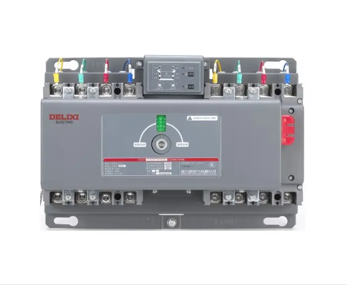 DELIXI Automático CDQ3H Caja moldeada Equipo de interruptor de transferencia de energía Dual 3P 4P 400V CB Clase 10 A 800A 50Hz Estándar
