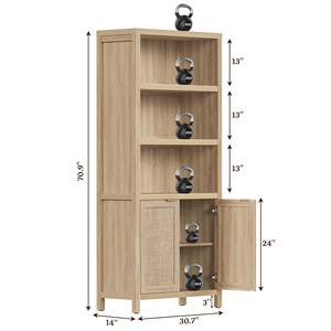 خزانة كتب عصرية من الخيزران عالية الجودة ومتينة بثلاثة أرفف لغرفة المعيشة والمكتب المنزلي - Product Image 3
