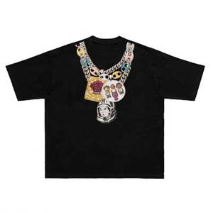 Camiseta de moda de gran tamaño personalizada camisetas de hip hop para hombres camiseta de hip hop impresa lavada vintage - Product Image 5