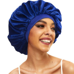 Düz renk kadife kaput geniş streç bant uzun saç bakımı kadın gece uyku şapka ayarlamak yumuşak kafa Wrap duş başlığı - Product Image 1