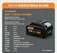 Baterai Pengganti Alat Bor Lithium 36V 6Ah 10S 25A Isi Ulang Solid-state, Pengosongan Kontinu, 500 Siklus
