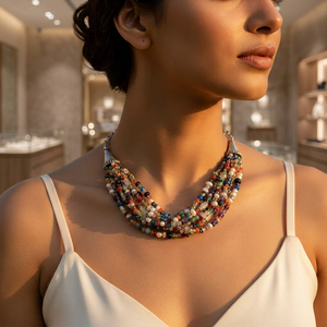 Collar de varias capas con cuentas para mujer, con cristales de imitación de perlas, para fiestas, joyería de moda - Product Image 4