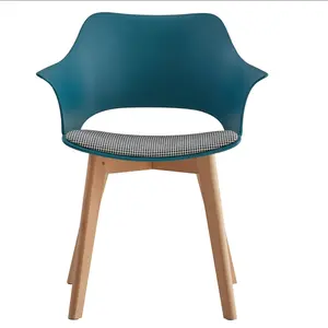 北欧厨房餐椅，实木腿衬垫，用于Bedrving oom LiRoom厨房蓝色泻湖
