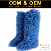 Bottes de neige en fourrure artificielle longue et moelleuse, couleur unie, tendance, ODM OEM, épaisses, chaudes, antidérapantes, pour femmes, automne-hiver, soirée