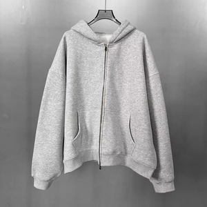 Fabricants de vêtements, sweat-shirt à capuche unisexe en coton lourd, surdimensionné, uni, vierge, avec fermeture éclair, essentiel pour les hommes - Product Image 1