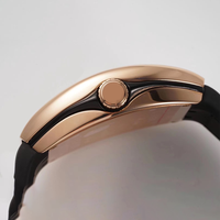 Caja de oro rosa de alta calidad, reloj de hombre con números arábigos, reloj mecánico de lujo tipo barril para hombre, reloj duradero resistente al agua