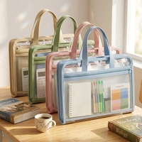 Carpeta de Archivos Expandible de 13 Bolsillos, Material PP Transparente y Resistente, con Asa, para Estudiantes, Organizador Tipo Acordeón