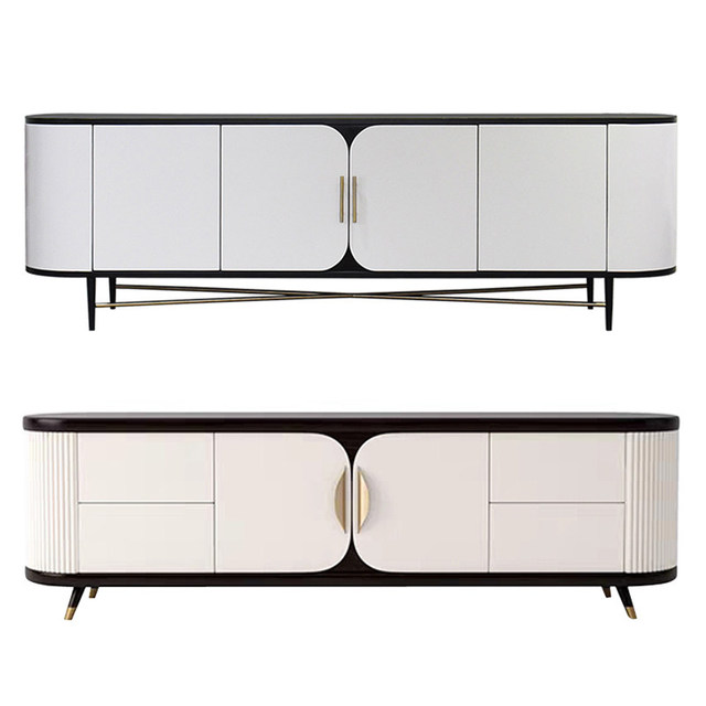 Contemporary Italian Light Luxury Solid Wood Television Cabinet Minimalist Custom TV Stand for Small Living Space & Model Flat