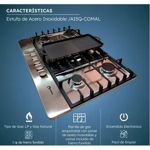 Shorbull piastra stufa in acciaio inox a 5 bruciatori inclusa