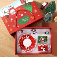 Ensemble tasse et soucoupe en céramique de Noël, motif dessin animé créatif, thème Père Noël, avec logo, vente en gros, 200ml, collection été