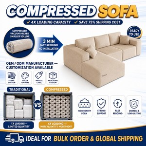 MagiSofa L Shape Sectional <b>Sofa</b> Fabric <b>Foam</b> Filling Compressed <b>sofa</b> Vacuum Packed Ready To Use Living Room Furniture - Product Image 2