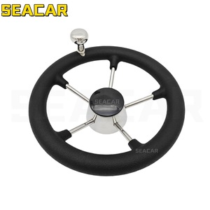 Seacar 11 Inch Boat Steering Wheel Black Foam <b>Grip</b> Stainless Steel Hydraulic <b>Control</b> For Boats - Product Image 1