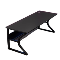 Bureau de Gaming Industriel en Promotion avec Éclairage RGB Intégré, Rangement CPU, Résistant à l'Usure, en MDF Grain de Bois et Acier Durable