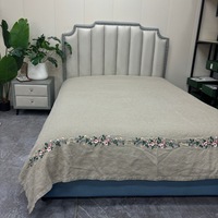 Draps plats brodés en chanvre, motif floral, vente en gros pour hôtels, directement des fabricants