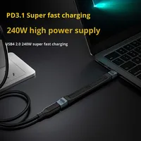 Kabel USB 4.0 Tipe-C ke Tipe-C 8K PD 240W Transfer Kecepatan Tinggi 80Gbps Pengisian Data 5A Pengisian Cepat Chip FPC E-marker untuk Ponsel