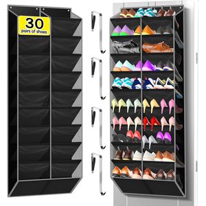 Over The Door <b>Shoe</b> Organizer 20 Pockets Holds 30 Pairs Black Heavy Duty Fabric Mesh For <b>Shoes</b> <b>Storage</b> Behind Doors - Product Image 1