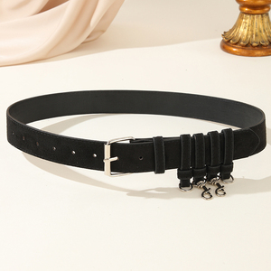 Nouvelle ceinture en suède avec anneaux multi-métalliques et fermoirs mousquetons, ceinture utilitaire streetwear personnalisée en faux suède marron clair pour jeans et robes - Product Image 4