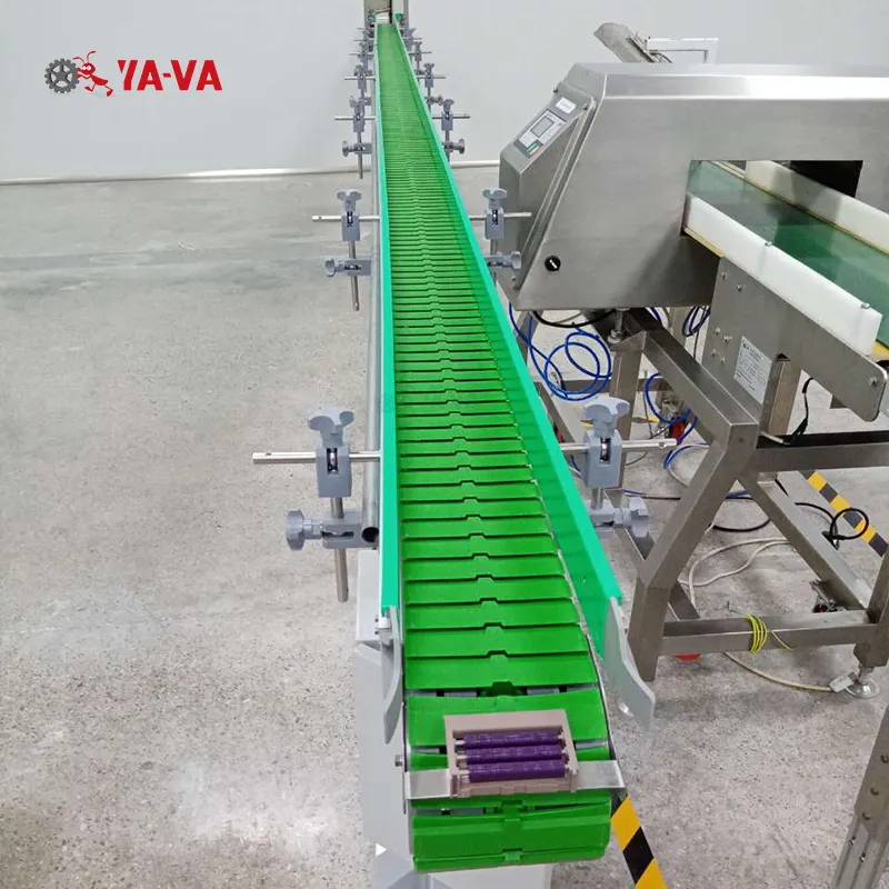 YA-VA Cosmetics or Pharmaceutical industry use tabletop chain conveyor system slat chain conveyor