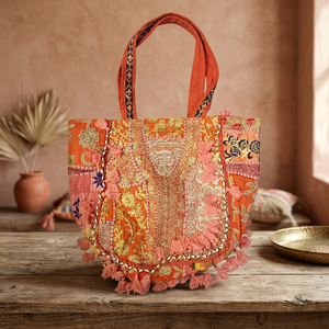 Ladies Fashion Cotton Canvas Designers Sequins Beaded Embroidered gujrati Evening Party Shoulder Handbags BG-3505 - Product Image 2