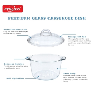 Ollas de Vidrio de Borosilicato Alto Pyglass con Tapa de Vidrio para Uso Diario, Aptas para Cocina, Resistentes al Fuego <span class=keywords><strong>y</strong></span> al <span class=keywords><strong>Horno</strong></span>, Aptas para Congelador - Product Image 3