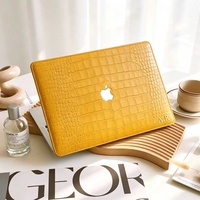 Étui rigide en cuir de crocodile marron à imprimé léopard Yihe pour MacBook Air 2022 A2681 Macbook Pro