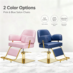 China Modern Luxury Salon Furniture Hairdressing Barber <b>Stool</b> Chair Pink and Gold Salon Styling Chair - Product Image 2