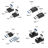 Adaptateur USB-C OTG coudé à 90/180 degrés, convertisseur USB-C vers USB mâle en forme de U, sortie CC 3.0 pour ordinateurs portables et téléphones LED