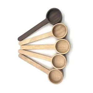 Shbamboo Hot Sale Europe And The United States Wooden Coffee Bean Walnut Salt Powder Measuring Spoon Mini Coffee Spoon