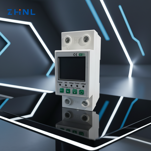 Adjustable DIN Rail Mount Voltage Protector 20 KVA Over Voltage Protection Voltage Stabilizer with Digital Screen