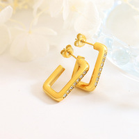 Pendientes de Aro Lisos de Plata de Ley y Latón con Baño de Oro 14k/18k y Circonitas, Hipoalergénicos, de Moda para Mujer, Venta al por Mayor para Fiestas