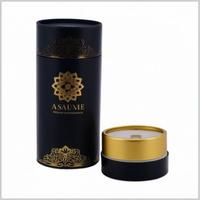 Boîtes cylindriques en carton noir de luxe sur mesure pour l'emballage de bougies et de parfums