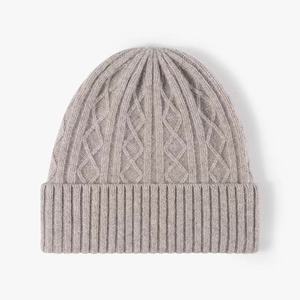 Bonnets d'automne et d'hiver, nouveaux bonnets en laine mérinos à grosse tête, tricotés, pour hommes et femmes, neutres, chauds et épais - Product Image 5