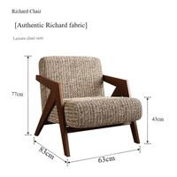 Fauteuil de salon haut de gamme, fauteuil artistique adapté à la chambre et au salon, chaise de canapé en bois