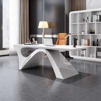 Nouveau modèle de bureau en forme de L, blanc, de luxe, pour PDG, mobilier de bureau, bureau de direction, bureau de direction à domicile, mobilier de bureau de haute technologie