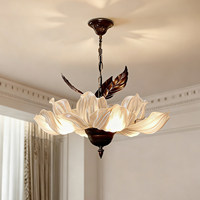 Lustre moderne français carré à hauteur réglable en forme de pétale de fleur, luminaire décoratif pour hall, salon, salle à manger, villa, E14