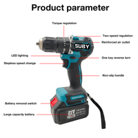 Outils de bricolage électriques au lithium 21V Perceuse à percussion sans fil avec mandrin sans clé à vitesse variable OEM Personnalisable-Ensemble d'outils de forage à main