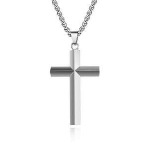 Nuevo colgante de cruz de diamante biselado de acero inoxidable y titanio, estilo único transfronterizo, minimalista, a la moda para hombre - Product Image 5