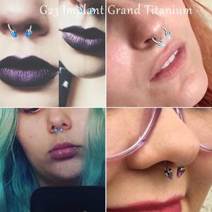Gaby F136 titanio ópalo nariz anillo G23 herradura nariz tabique cuerpo Piercing joyería tabique Piercing joyería titanio - Product Image 4