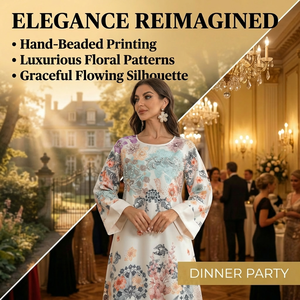 Vestido Maxi de Lujo con Estampado Floral y Cuentas para Mujer, Elegante Abaya con Perlas y Corte en A, Vestido de Fiesta Modesto Hecho a Mano para Eid al-Adha - Product Image 4