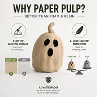 Citrouille en pulpe de papier DIY à peindre, écologique, pour décoration d'automne, avec design personnalisable et impression typographique